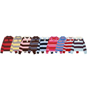 UNIZERA 2025 Nova Coleção Outono/Inverno Suéter de Malha Casual Solto com Gola Polo Listrado de Manga Longa 5536218 5536214 - Product Image 1