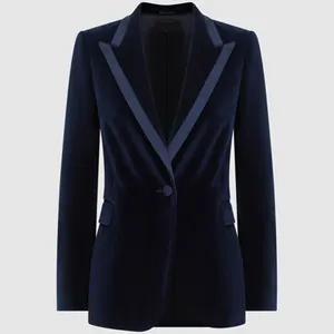 Costume bleu marine pour femmes vêtements de travail formels pour le collège manteau de costume professionnel pour les femmes de haute qualité