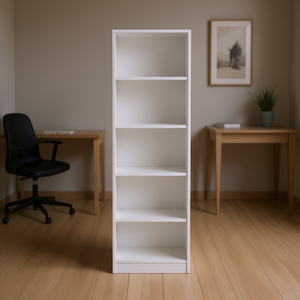 Bibliothèque de bureau Benzoni, gris mat et blanc, design moderne, étagère de rangement en métal à 5 niveaux pour l'organisation de la maison et du bureau - Product Image 2