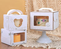 Boîte à gâteau en papier blanc/kraft avec fenêtre, poignée, logo personnalisable, impression offset, carton alimentaire, forme rectangulaire ou carrée