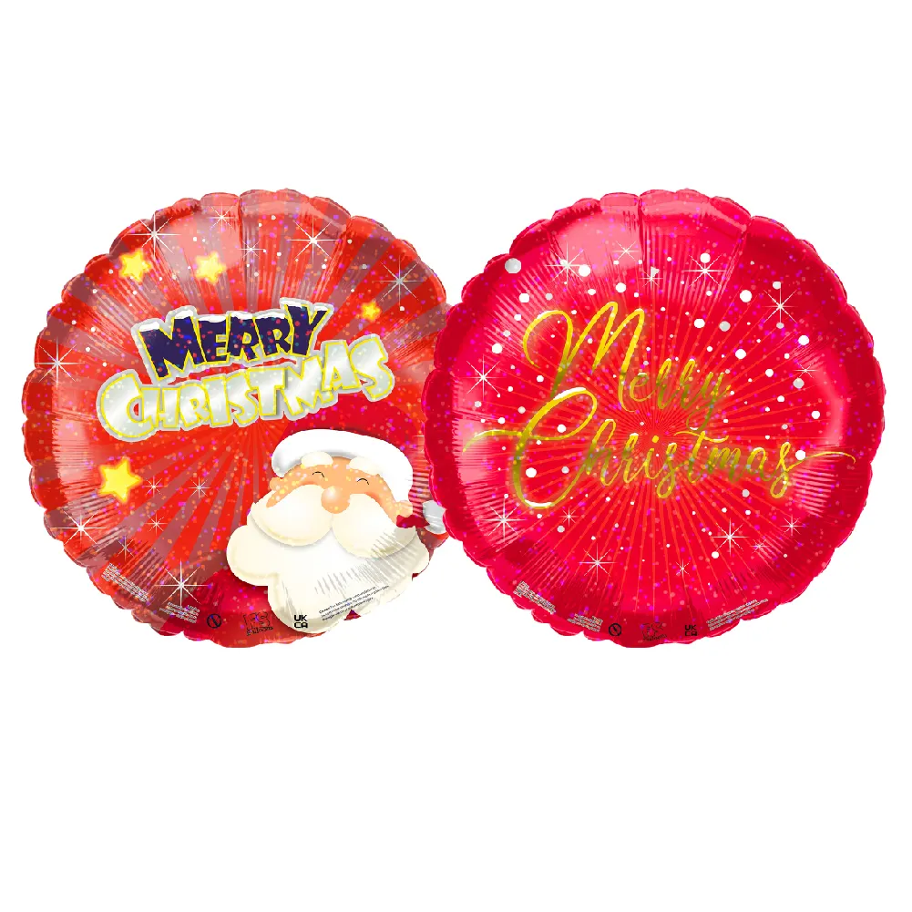 Nouvelle arrivée holographique forme ronde 18 pouces hélium joyeux noël feuille ballons pour X'max fête décoration Festival décor