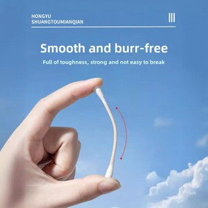 Hongyu penyeka katun rias kepala ganda sekali pakai, kebutuhan sehari-hari steril bambu grosir pembersih pembersih telinga - Product Image 4