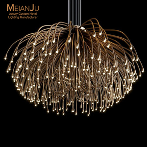 Lustre LED moderne de luxe en fil de cuivre, design personnalisable, hauteur réglable, pour hôtel, villa, salon, chambre à coucher - Product Image 1