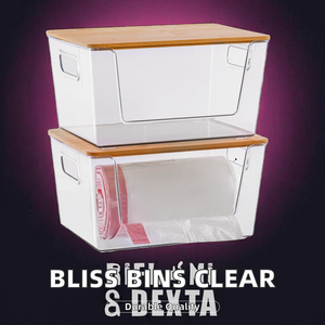 Contenedores Bliss, contenedores de almacenamiento rectangulares transparentes modernos, tapas frontales abiertas, organización de cocina de plástico apilable, basura segura para alimentos - Product Image 2
