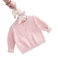 Cardigan fin en maille ajourée respirant à col rond et boutonnage pour filles, manteau léger pour enfants, idéal pour le quotidien