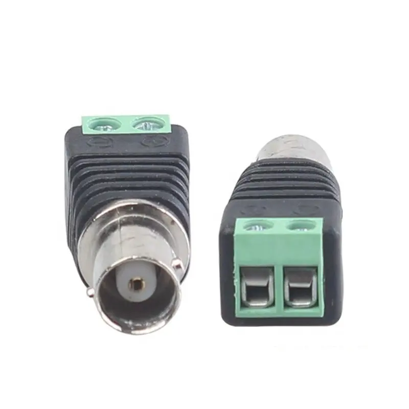 2 Pin erkek ve dişi BNC yeşil Terminal konektörü için vida ile ses Video koaksiyel kablo BNC güç adaptörü