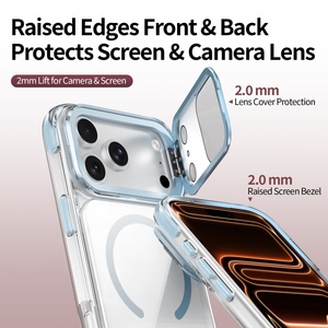 เคสโทรศัพท์ใสแบบแม่เหล็กใหม่สำหรับ iPhone 18 13 14 15 16 17 Pro Max พร้อมฟิล์มเลนส์ HD ขาตั้งในตัว ป้องกันการกระแทกทั้งสี่มุม - Product Image 5