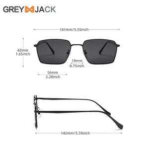 Lunettes de soleil carrées élégantes pour hommes, monture en acier inoxydable, lentille noire TAC, protection UV400, type 3, pare-soleil G023 - Product Image 4