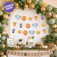 Bannière en forme d'animaux de la jungle, double face, pour événements scolaires, guirlande de fond, décorations suspendues pour mariage, baby shower, fête