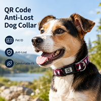Maßgefertigtes Weiches Langlebiges QR-Code Anti-Verlust Hundehalsband Polyester Ethnisch Geometrisch Gewebtes Ein-Code-Ein-Halsband Private Label