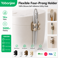 Crochet utilitaire auto-adhésif à quatre branches 100 % silicone, support multifonctionnel, organisateur de câbles, résistant à la chaleur, durable pour armoire