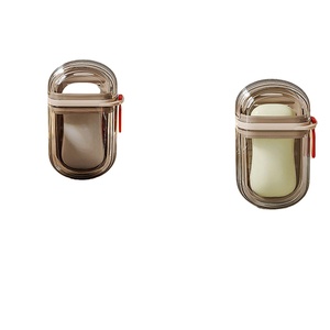Porte-savon de voyage moderne gris, personnalisable avec logo, en plastique transparent, durable, étanche, écologique, deux pièces, pour salle de bain - Product Image 2