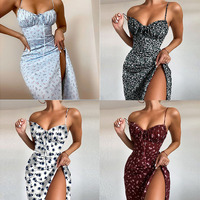 Nouvelle robe d'été pour femmes, style sexy, taille haute, mi-longue, imprimé floral numérique, sans manches, robe haut de gamme