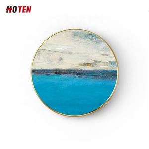 <span class=keywords><strong>Peinture</strong></span> décorative d'art moderne minimaliste abstraite <span class=keywords><strong>ronde</strong></span> en trois dimensions, paysage marin à l'huile <span class=keywords><strong>sur</strong></span> <span class=keywords><strong>toile</strong></span>, peinte à la main, pour salon - Product Image 2
