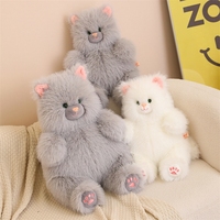 Peluche chat gris et blanc super mignonne, jouet en peluche chaton moelleux, décoration de lit et de canapé, cadeau d'anniversaire confortable pour bébé, coton PP