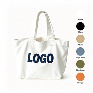 Multi-Color <b>Canvas</b> Tote Bag Custom Logo Letter Print Reusable Grocery <b>Handbag</b> with Inner Pocket - Product Image 2