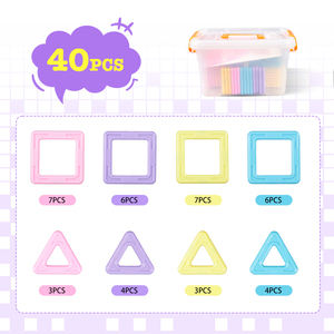 ชุดตัวต่อกระเบื้องสีมาการอง 40 ชิ้น รูปทรงโค้งมน ของเล่นเสริมพัฒนาการ STEM ของเล่นเสริมทักษะการเรียนรู้แบบมอนเตสซอรี่ - Product Image 6