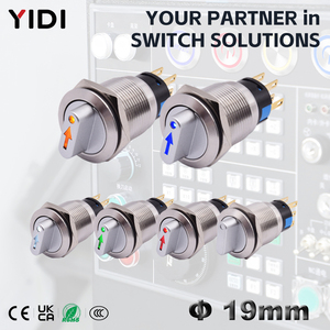 Sakelar putar Grendel baja tahan karat 19mm 1NO1NC 2NO2NC <span class=keywords><strong>2</strong></span> 3 posisi 3 5 6 8 PIN Solder sakelar tombol tekan logam dengan LED Titik - Product Image 1