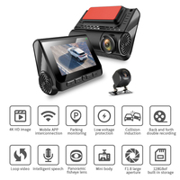 Kamera Dasbor Depan dan Belakang FHD 2 Saluran 4K+1080P dengan Wifi GPS, Penglihatan Malam, Mode Parkir, Kontrol Aplikasi, Sudut Lebar, Rekaman Berulang