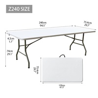 Table pliante d'extérieur en plastique au design moderne, réglable en hauteur, portable, 4 places, pour bureau, conférence, camping, pique-nique