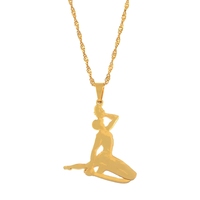 Nouveau collier pendentif haïtien en acier inoxydable, bijoux pour femmes, doré, accessoire à la mode, cadeau