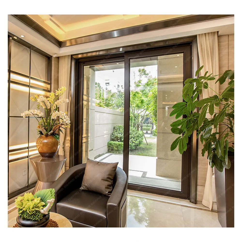 Powder coated double glazing aluminium alloy profile sliding door for patio balcony kitchen sliding door