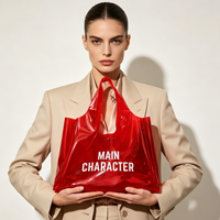 Sac de shopping en PVC transparent de couleur rouge, avec logo personnalisé, grand, petit, mini, en plastique, pour bonbons, cadeaux, sac à bandoulière