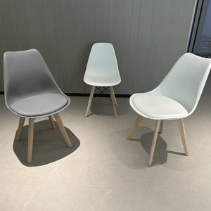 Modern <strong>Dining</strong> <strong>Chair</strong> in Black White Grey Blue <strong>Orange</strong> with Wooden Legs Easy Install Tulip Plastic <strong>Chair</strong>-for School Use - Product Image 4