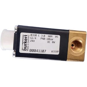 Válvula Solenoide Burkert 0330C G1/4 24V DC 8W PN0-10bar NBR MS Fabricada en Alemania - Product Image 1