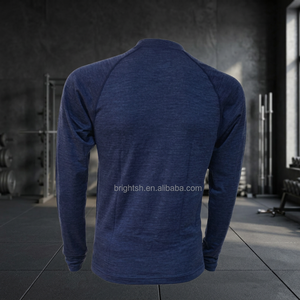 Outdoor Sports T-shirt Men's Merino <b>Wool</b> Silk Screen Printed Woven Fabric Quick-drying Antibacterial Warm Long Sleeve Blank - Product Image 3