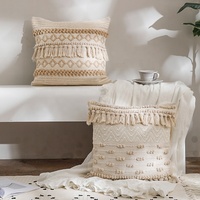 Nouveau bohème décoration maison crème coton tissé à la main taie d'oreiller Style Tribal gland taie d'oreiller unie