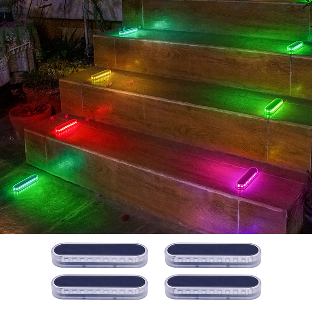 New Waterproof IP68 Garden Solar Powered Fence Lights Outdoor Yard Deck Light Led Steps Patio Lights Stair RGB Solar Lamp
