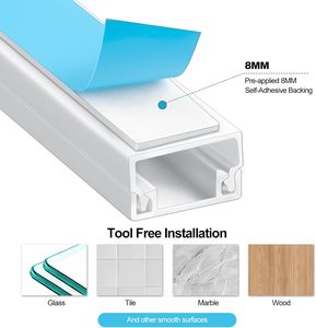 Cáp kết thúc tốt đẹp Kit Trắng 0.4m 20mm x 10mm cáp nhựa PVC <span class=keywords><strong>Trunking</strong></span> bao gồm & băng cho phòng khách sử dụng 10 cái - Product Image 3