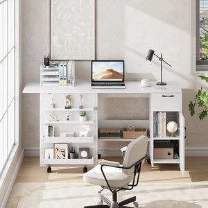 Pequeña Estación de artesanía plegable, <span class=keywords><strong>armario</strong></span> de costura bloqueable con ruedas, cajón deslizante, mesa de costura con almacenamiento para dormitorio - Product Image 2