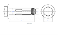 Boulon d'ancrage à manchon hexagonal, boulon d'expansion en acier galvanisé pour béton