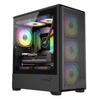 Vente directe usine – Boîtier de jeu E-sport Seaview Room avec panneau latéral transparent intégral, RGB, style vertical MicroATX, supports en acier