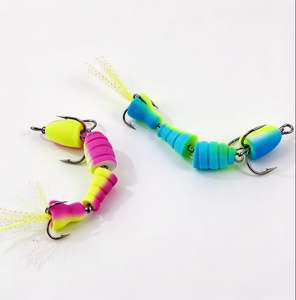 Esca da pesca bionica con 3 <span class=keywords><strong>ami</strong></span>, in schiuma EVA colorata, con ardiglioni, per lucci e mandarini, per uso fluviale, all'ingrosso - Product Image 1