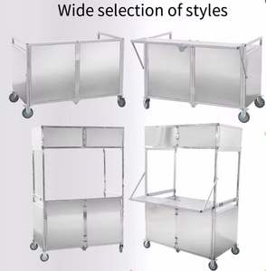 Carrito <span class=keywords><strong>de</strong></span> Comida Plegable Móvil <span class=keywords><strong>de</strong></span> Acero Inoxidable <span class=keywords><strong>de</strong></span> 3 Niveles con 4 Ruedas para Comida Rápida, Frutas, Verduras, Uso Agrícola - Dimensiones Personalizables - Product Image 2