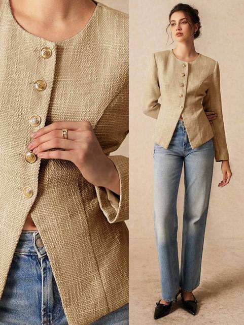High End Custom Women Tweed Suit Set Elegant Vintage Business Outerwear Factory Direct Bulk Wholesale Autumn Clothes