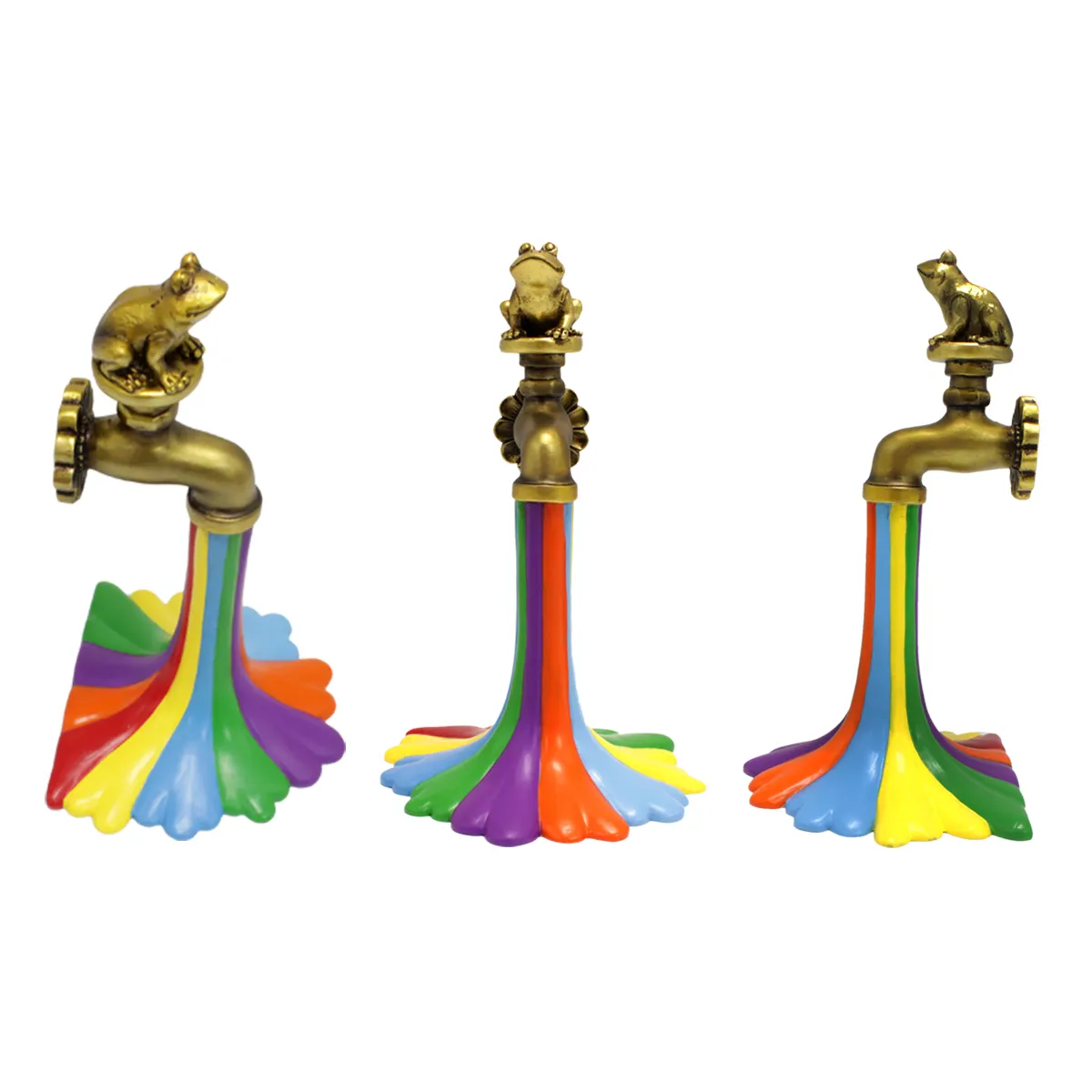 Decorative Outdoor Garden Faucet Retro Brass Water Hose Tap Wall Mounted Rainbow Water Faucet