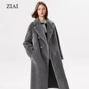 Casaco de inverno de pele de corte feminino oversize casaco de lã real jaqueta de corte