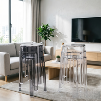 Tabouret en plastique acrylique transparent, style moderne minimaliste épaissi, empilable