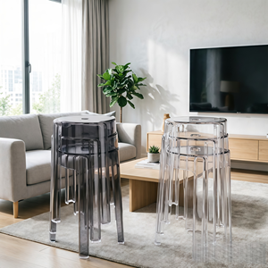 <span class=keywords><strong>Tabouret</strong></span> en plastique acrylique transparent, style moderne minimaliste épaissi, empilable - Product Image 3