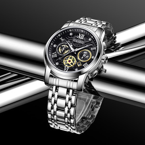 Montre pour homme <span class=keywords><strong>KEDO</strong></span>, design squelette, mouvement automatique à quartz, bracelet en acier inoxydable, cadran lumineux - Product Image 3