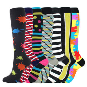 Chaussettes <span class=keywords><strong>de</strong></span> compression montantes pour femmes, pour le <span class=keywords><strong>ski</strong></span>, la course et le cyclisme, à séchage rapide, en nylon à motif à pois, vente en gros - Product Image 3