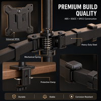 Support d'écran de bureau ergonomique à double bras réglable en hauteur de 260 mm pour poste de travail d'entreprise et gaming, noir
