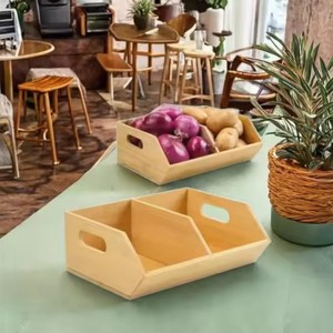 Boîte de rangement rectangulaire en bambou 8-11,9 pouces, organisateur de cuisine multifonction pour comptoir - Product Image 4