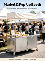 Chariot alimentaire pliable robuste, stand de restauration de rue portable avec comptoir, stand de concession pliable à montage rapide pour les marchés