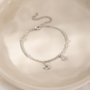 Thai Silver Star <b>Bracelet</b> Double Layer Chain Gold Women's Jewelry Anniversary Gift - Product Image 3