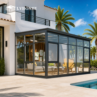 Véranda en verre rétractable moderne et personnalisable à fort potentiel de rentabilité, en aluminium, pour jardin extérieur, maison, terrasse, clôture, idéale pour hôtels et parcs